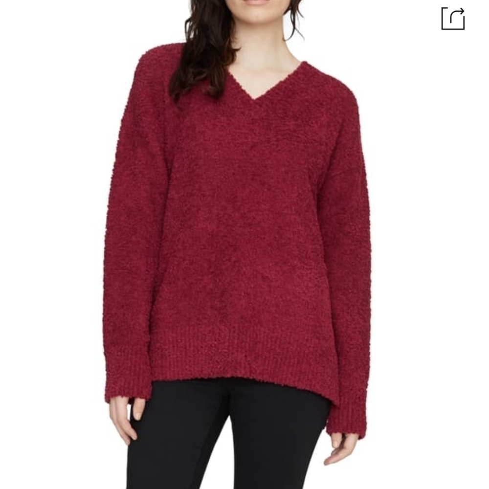 💜 Sanctuary | Wine Teddy V-neck Oversized Sweater